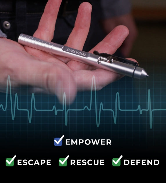 Surevival Pen - concealed seatbelt cutter, telescoping tip & window breaker for emergency escape, rescue & defense!