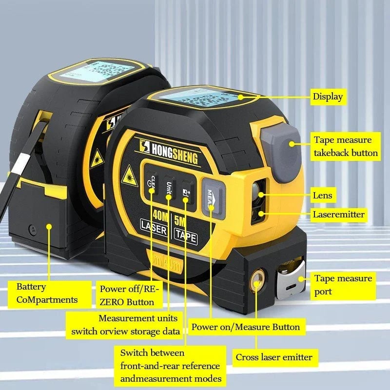 🎉 3-In-1 Infrared Laser Tape Measuring (Imperial & Metric)
