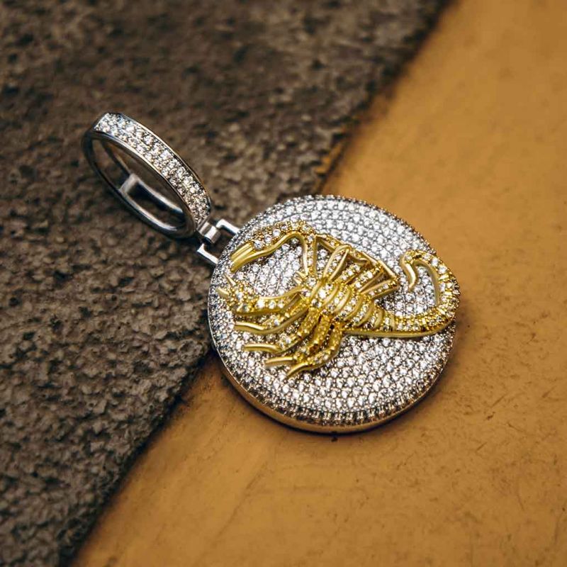 Helloice Iced Scorpion Pendant in White Gold