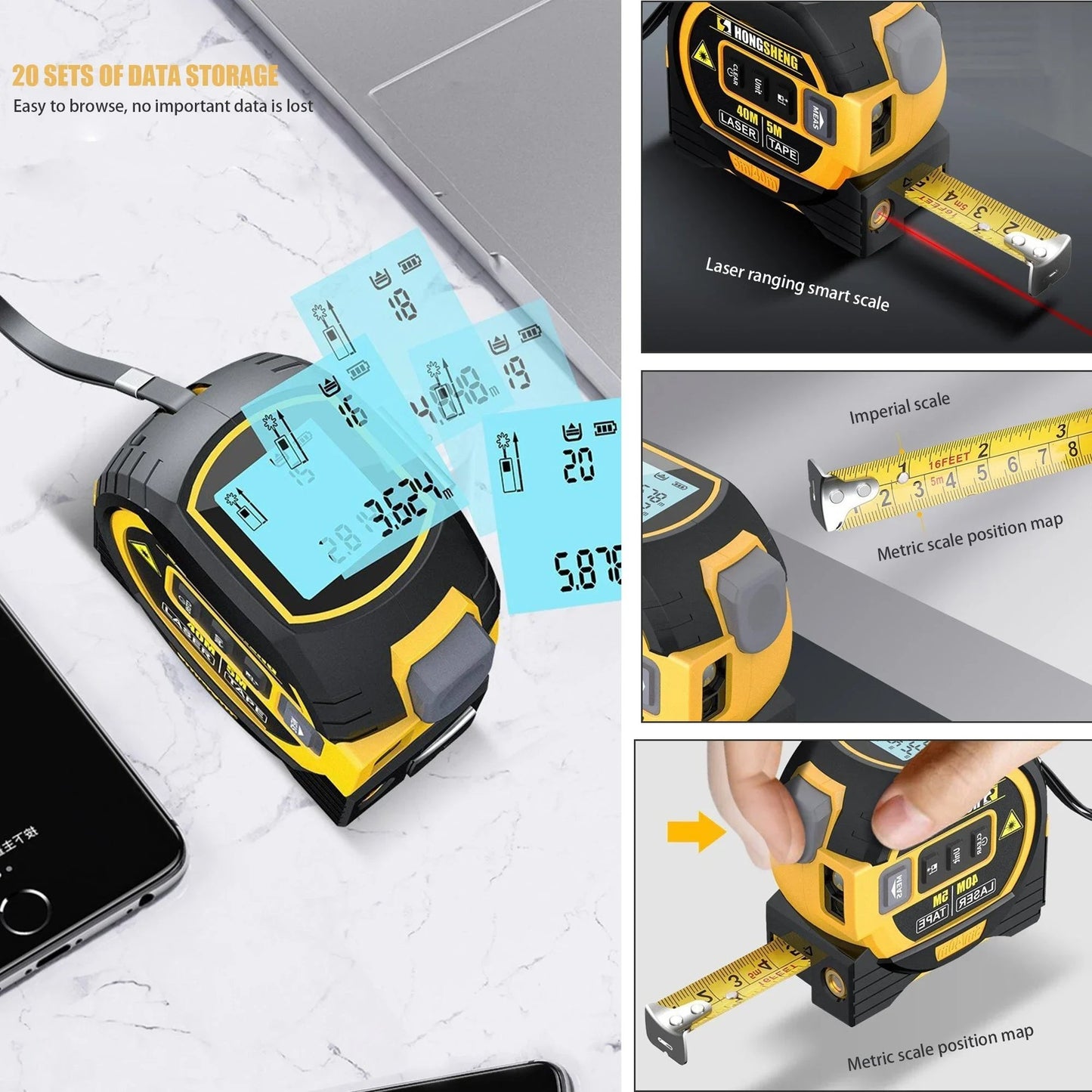 🎉 3-In-1 Infrared Laser Tape Measuring (Imperial & Metric)