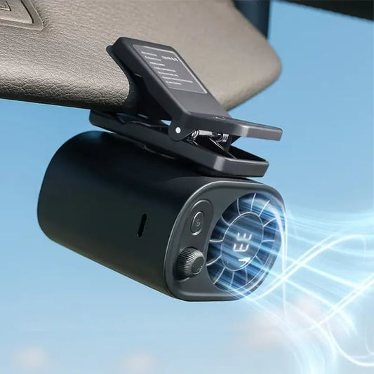 🔥🔥Car Clip On Fan with LED Display -360° Rotation, 100 Speeds Adjustable, USB Rechargeable