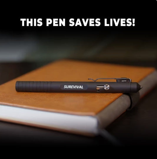 Surevival Pen - concealed seatbelt cutter, telescoping tip & window breaker for emergency escape, rescue & defense!