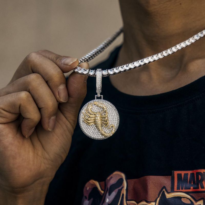 Helloice Iced Scorpion Pendant in White Gold