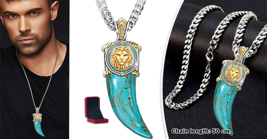 Golden lion horn turquoise necklace!